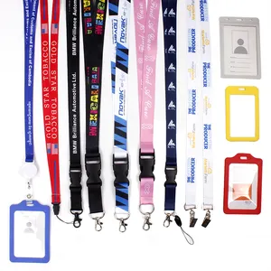 Free Sample Sublimation Lanyard Polyester Lanyard with Logo Custom Lanyards for Cell Phone Promotional Gifts Factory Supply