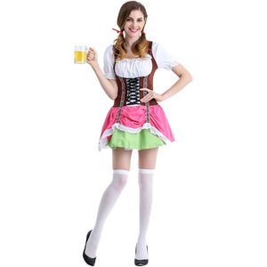 Disfraz de Oktoberfest para Mujer, Vestido Rojo con Delantal para Actuaciones en Escenario, Atuendo Sexy para Festivales - Product Image 4