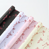 Papier d'emballage floral élégant en kraft imprimé nœud français 80g – Matériau d'emballage floral durable pour boutique – Fournitures romantiques pour fleuristes