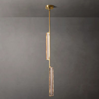Luminaire suspendu en cristal moderne de 5,5 pouces pour îlot de cuisine, style nordique, petit lustre en laiton et cristal pour salle à manger