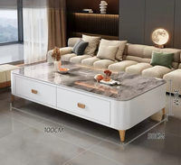 Meuble TV en bois pour salon, petit appartement, style luxe léger, haut de gamme, moderne, simple, sur pied, avec table basse intégrée