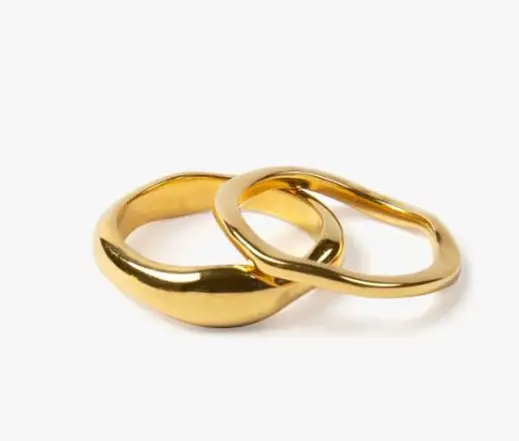 Anello tondo irregolare in acciaio al titanio con personalità placcata in oro 18 carati anello tondo semplice da donna placcato in oro