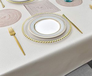 Luxury Printed Floral Lace <b>Tablecloth</b> Waterproof <b>Plastic</b> Cover for Home Parties & Special Occasions Nonwoven - Product Image 4
