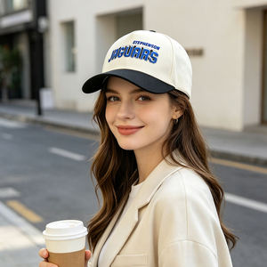Casquette de baseball unisexe à 5 panneaux, bicolore, personnalisable, en coton de haute qualité, avec logo brodé exquis et visière incurvée - Product Image 1