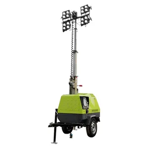 Portable Diesel driven 7m Hydraulic lighting tower 4*400W LED Kubota engine outdoor light tower on sale