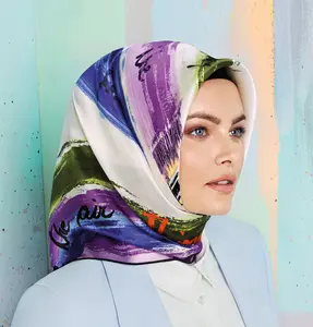 Syal Pola Mode Wanita Grosir Syal Sutra Hijab 90X90Cm