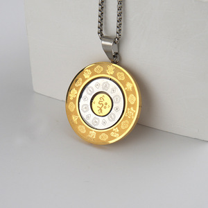 Collar con Colgante de Disco Giratorio de la Suerte |   Joyería Protectora Budista de Estilo Oriental - Product Image 1