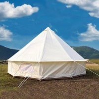 Tente cloche beige 300 cm en toile de coton 280g avec maille B3, yourte de glamping imperméable PU3500, quatre saisons, avec poteaux en fer, une chambre, pour le camping