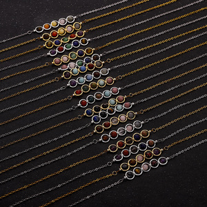 Collar de Piedras de los 12 Signos del Zodiaco, Collar de Acero Inoxidable con Amatista, Ojo de Tigre y Forma de Vaina de Guisante para Mujer - Product Image 4