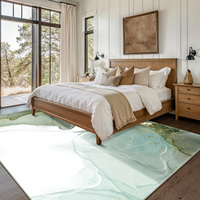 Modern Abstract Printing Camping Travel Thin Polyester Rug Non-Slip TPR Backing Low Pile Machine Washable Tufted Braided Pet