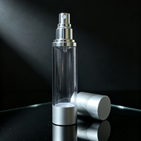 Flacon pulvérisateur sans air en argent mat, emballage cosmétique sous vide pour liquides de soin de la peau