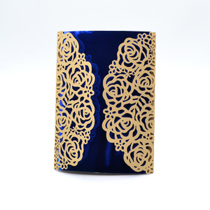 Invitations de mariage personnalisées en papier écologique <span class=keywords><strong>d</strong></span>écoupées au laser en forme de rose creuse 3D, fête prénuptiale, fête prénatale, fiançailles, anniversaire, 15-16e - Product Image 1