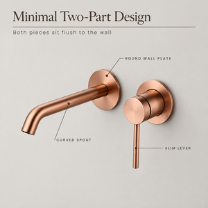 Rubinetto a Muro per Lavabo in Rame Spazzolato, Miscelatore Nascosto Monocomando per Bagno, Rubinetto a Muro Oro Rosa - Product Image 6