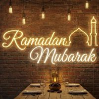 Enseigne néon personnalisée Ramadan Mubarak, décoration islamique pour la maison, lumière murale LED néon musulmane, enseignes néon personnalisées
