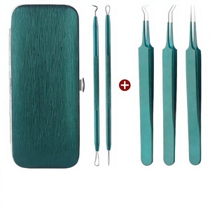 Set di strumenti per la rimozione di brufoli, inclusi estrattore di punti neri, pinzette ultra-fine per <span class=keywords><strong>comedoni</strong></span>, per raschiare e spremere <span class=keywords><strong>comedoni</strong></span> chiusi - Product Image 1