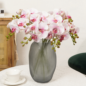 Tiges d'orchidées artificielles personnalisées de 50 cm, 5 têtes, en soie douce, fausses fleurs pour Thanksgiving, la remise des diplômes, Noël, la maison - Product Image 4
