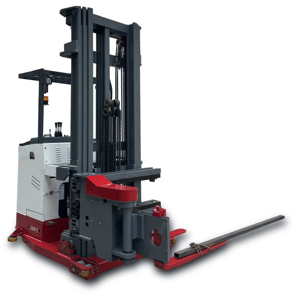 Dar koridor VNA yük kapasitesi 1000KG 1500KG 2000KG 7000mm 3 yollu elektrikli Forklift istifleyici kamyonlar ulaşmak