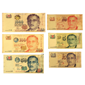 Uang Kertas Singapura 6 Lembar 2 5 10 50 100 1000 Dolar Berlapis Emas untuk Dekorasi Rumah - Product Image 2