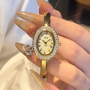 Reloj de Pulsera Ovalado de Lujo, Analógico, con Diamantes, de Alta Gama, para Mujer, de Cuarzo - Product Image 4