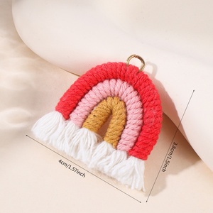 Pingente de Luxo para Bolsa Feminina, Brinco, Colar e Chaveiro, com Borla Arco-Íris Boho em Tecido de Crochê, para Fabricação de Joias - Product Image 1