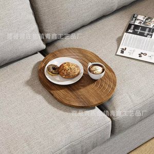 Wooden <b>Sofa</b> <b>Tray</b> Solid Wood Round Table For Snack Beverage Center Position Qx1122 - Product Image 1