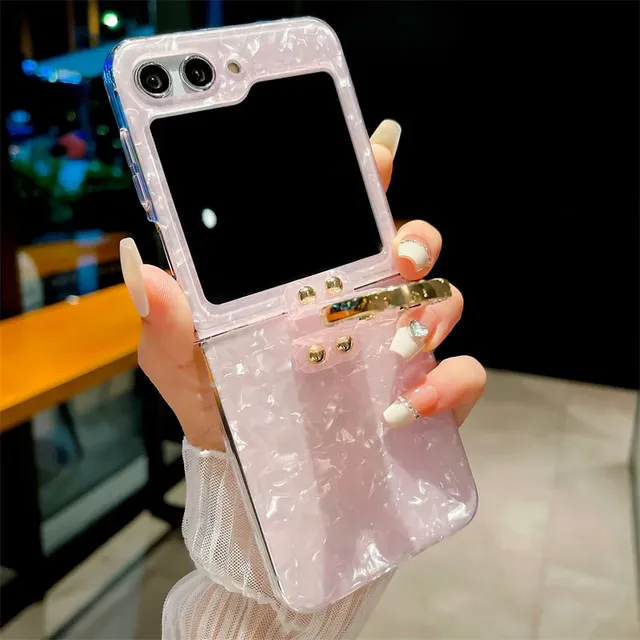 Z Flip 7 IMD Marble Phone Case 360° Rotating Stand Anti-Slip Back Cover for Samsung Z Flip 7 6 3 4 5 6