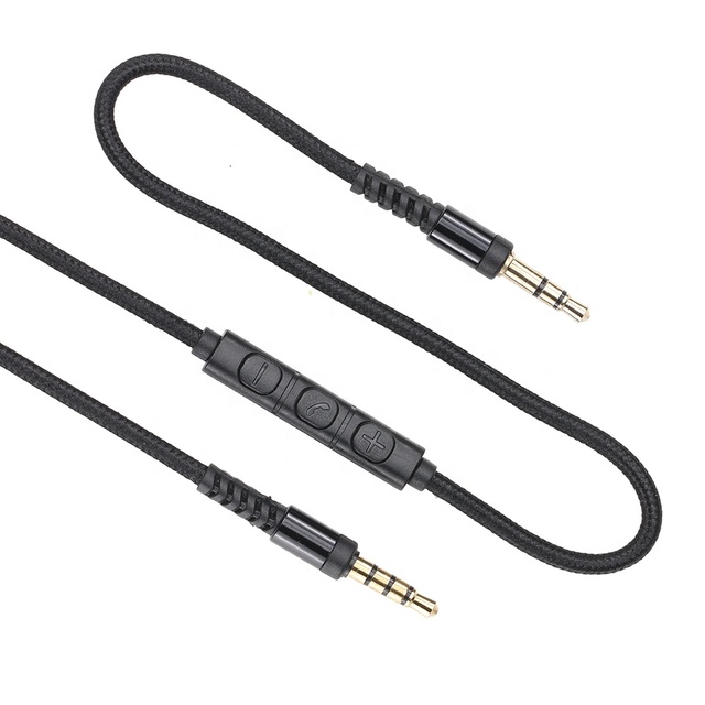 1.2m 3.5mm Jack Audio Cable Male to Male Aux Cable Speaker Wire Cord With Mic Volume Control for Car Headphone Phone PC MP4