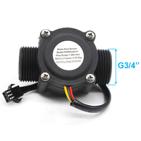 Pengukur aliran G3/4 FS300A Sensor aliran efek Hall sinyal NPN 1-60L 1.8 - 5.5V dengan LCD-S Flowmeter Air daya baterai Digital