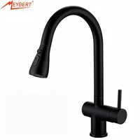 Robinet de cuisine en acier inoxydable avec douchette extractible, flexible tressé en acier inoxydable, montage sur plan, rotation à 360°, eau chaude et froide, finition chromée