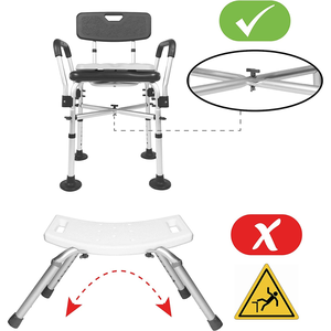 <b>Padded</b> Shower <b>Chair</b> (150 kg), Bath <b>Chairs</b> for Seniors, Black Seat KMINA K30016 - Product Image 1