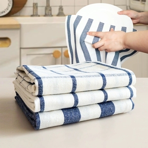 Strofinaccio da cucina in cotone a righe <span class=keywords><strong>blu</strong></span> e bianche, super assorbente, 15,7*23,6 pollici, resistente panno per la pulizia della cucina. - Product Image 6