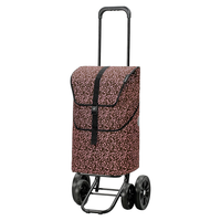 Chariot de courses pliable à 4 roues, capacité 46L, cadre chromé, utilisation extérieure, poignée réglable en hauteur, roues silencieuses
