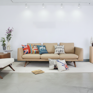 <span class=keywords><strong>Canapé</strong></span> Hippo carré trois places de style nordique avec tissu beige, pieds en bois massif, design élégant, écologique et durable - Product Image 1