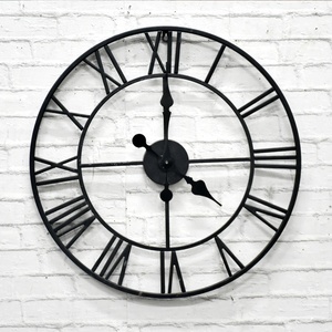 Nero Interno Silenzioso Funzionamento a Batteria in Metallo Orologio Decorativo, Industriale Europea <span class=keywords><strong>Vintage</strong></span> Grande Orologio <span class=keywords><strong>da</strong></span> <span class=keywords><strong>Parete</strong></span> in Ferro Battuto - Product Image 2