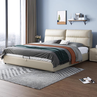 Cadre de lit double avec mécanismes hydrauliques modernes, lit inclinable en cuir, refroidissement, lit queen-size, lit palette, lit double avec rangement
