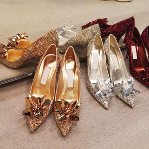 Nuovissime <span class=keywords><strong>Scarpe</strong></span> da <span class=keywords><strong>Sposa</strong></span> Cenerentola 2026 con Tacco Alto e Strass, Décolleté a Punta con Cristalli per Abiti da Cerimonia - Product Image 5