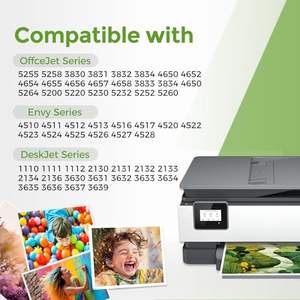 适用于组合5258办公喷墨台式1112打印机的高产量兼容再制造惠普63XL黑色和三色墨盒 - Product Image 6