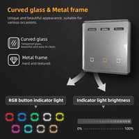 Interruptor de pared táctil con pantalla LED curva de cristal Tuya Smart Home 2026, panel con marco metálico para UE y Reino Unido