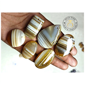 Lote de Cabujones de Ágata Amarilla Banda de Oro 100% Natural de Alta Calidad, Precio al por Mayor, Lote de Cristales de Ágata Amarilla Banda de Oro Hechos a Mano, Precio al por Mayor - Product Image 5