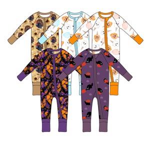 Pyjamas pour enfants Qingli OEM sans droits de douane, barboteuses en bambou, vêtements personnalisés pour nouveau-nés, barboteuses à manches longues en bambou pour bébés - Product Image 6