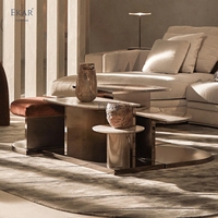 Ensemble de tables basses modernes en pierre frittée de luxe italien, modulaires et géométriques, pour salon et villa