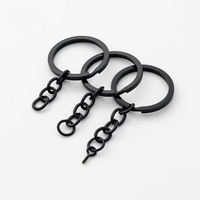 Kit de porte-clés plats en métal noir 25-35 mm avec anneaux brisés, chaînes, anneaux de jonction et broches à œil à vis en vrac pour la fabrication de bijoux et de porte-clés DIY