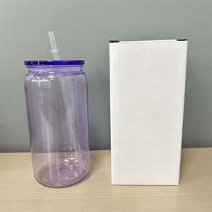 Bonbons Colorés 16Oz En Plastique Peut Gobelet Blanc Macaron Métal Bière Peut Gobelet Avec Couvercles - Product Image 6