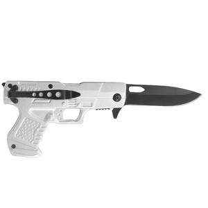 Đen Drop Point Blade Liner Khóa Pistol Hình Nhôm Xử Lý Gấp Mới Lạ Dao Với Túi Clip - Product Image 3