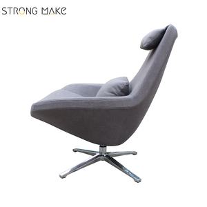 Italien <span class=keywords><strong>Haut</strong></span> <span class=keywords><strong>dossier</strong></span> gris <span class=keywords><strong>velours</strong></span> tissu moderne canapé de loisirs pivotant détente inclinable chambre <span class=keywords><strong>chaise</strong></span> avec repose-tête - Product Image 4