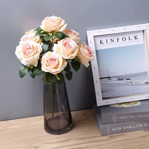 Fleurs artificielles préservées pour Noël et Pâques – Offre Spéciale – <span class=keywords><strong>Bouquet</strong></span> de 10 roses en soie multicolores – Dernière décoration de <span class=keywords><strong>mariage</strong></span> - Product Image 3