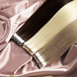 Extensions de cheveux à ruban adhésif invisibles 100% Remy européen double trame, cheveux vierges avec des ondulations lisses, toucher doux, prix de <span class=keywords><strong>gros</strong></span> au Royaume-Uni - Product Image 5