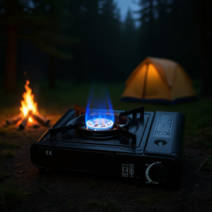 Réchaud à gaz portable à brûleur unique, double combustible, propane, allumage piézoélectrique automatique, équipement de cuisine de camping en plein air - Product Image 2