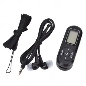Portable Mini FM Radio Digital Display FM Receiver Retro MP3 Player Style DSP With Headphones Lanyard