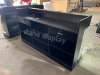 Comptoir de Caisse en Bois sur Mesure avec Façade en Verre, Comptoir de Vente au Détail Multifonctionnel pour Magasin